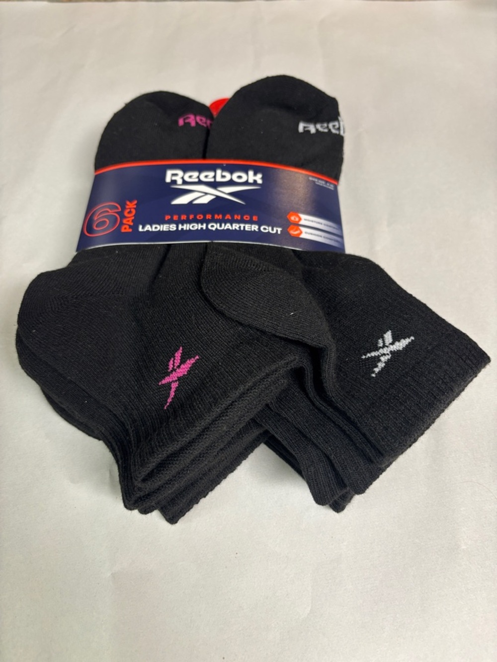 New Reebok Socks Women’s 6 Pair Black High Quarter Cut Casual Active Athletic - Picture 2 of 13